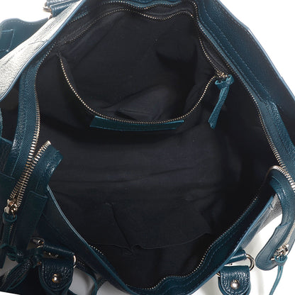 Balenciaga Chevre Silver Metallic Edge Hardware City Bleu Paon 5 of 12
