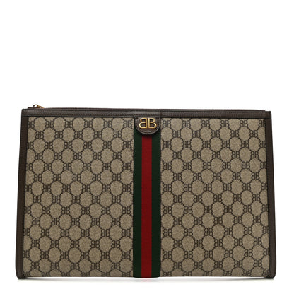 Gucci X BALENCIAGA BB Supreme Monogram Web Ophidia Laptop Pouch Beige New Acero 1 of 7