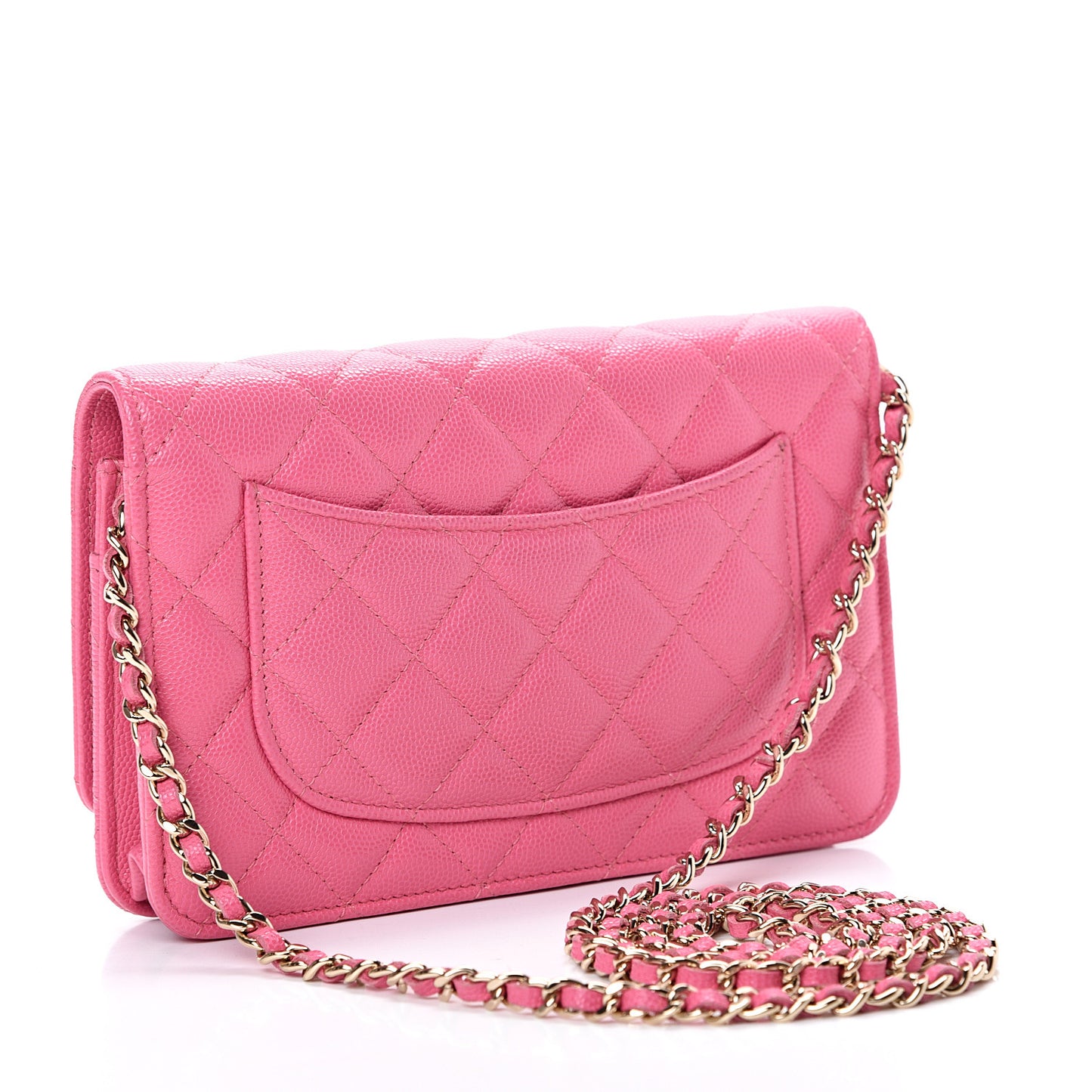 Caviar Quilted Wallet on Chain WOC Pink