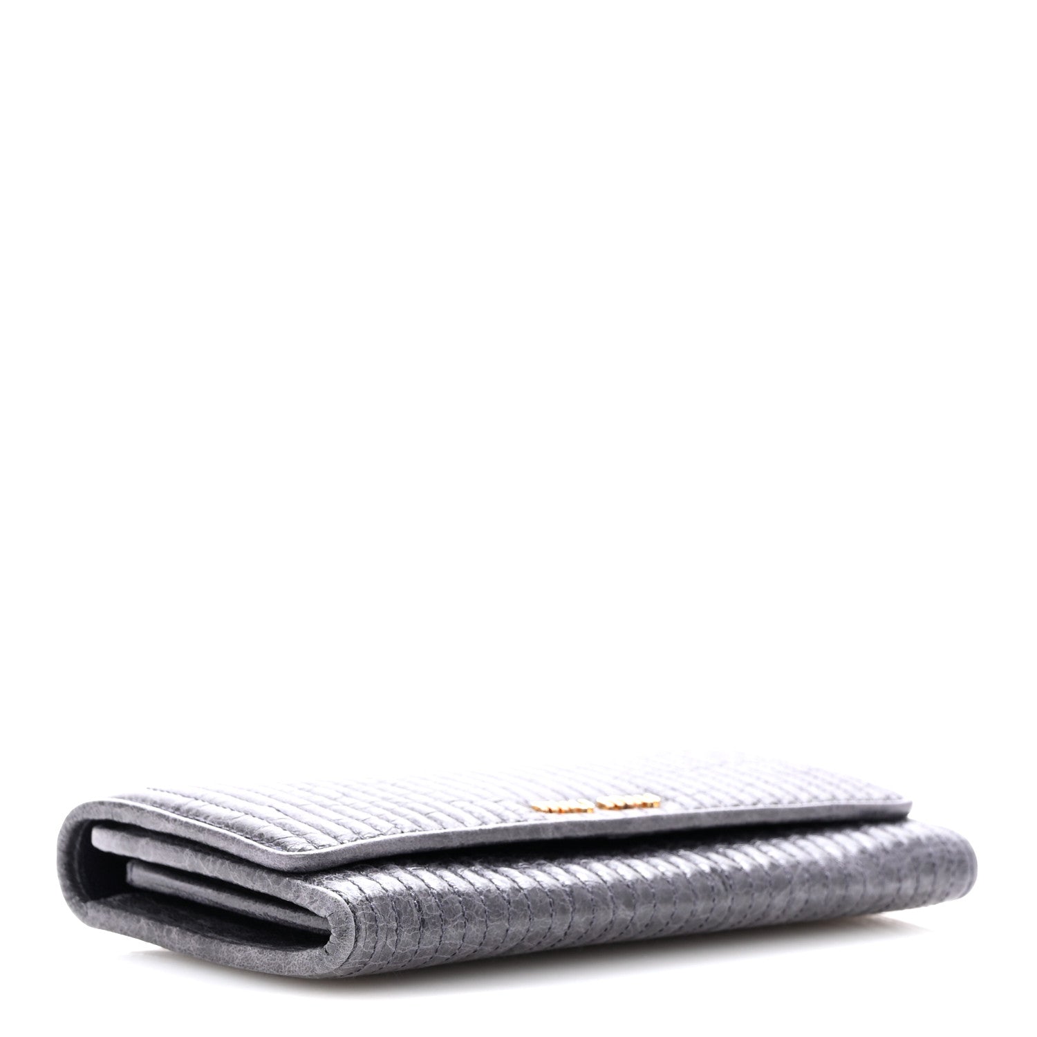 Miu Miu Distressed Nappa Vertical Quilted Flap Wallet Mirtillo 4 of 12