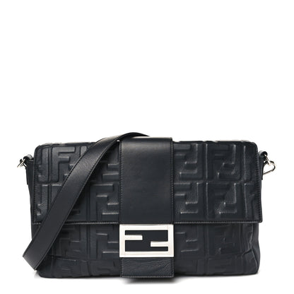 Fendi Nappa FF 1974 Embossed Large Baguette Black 1 of 11
