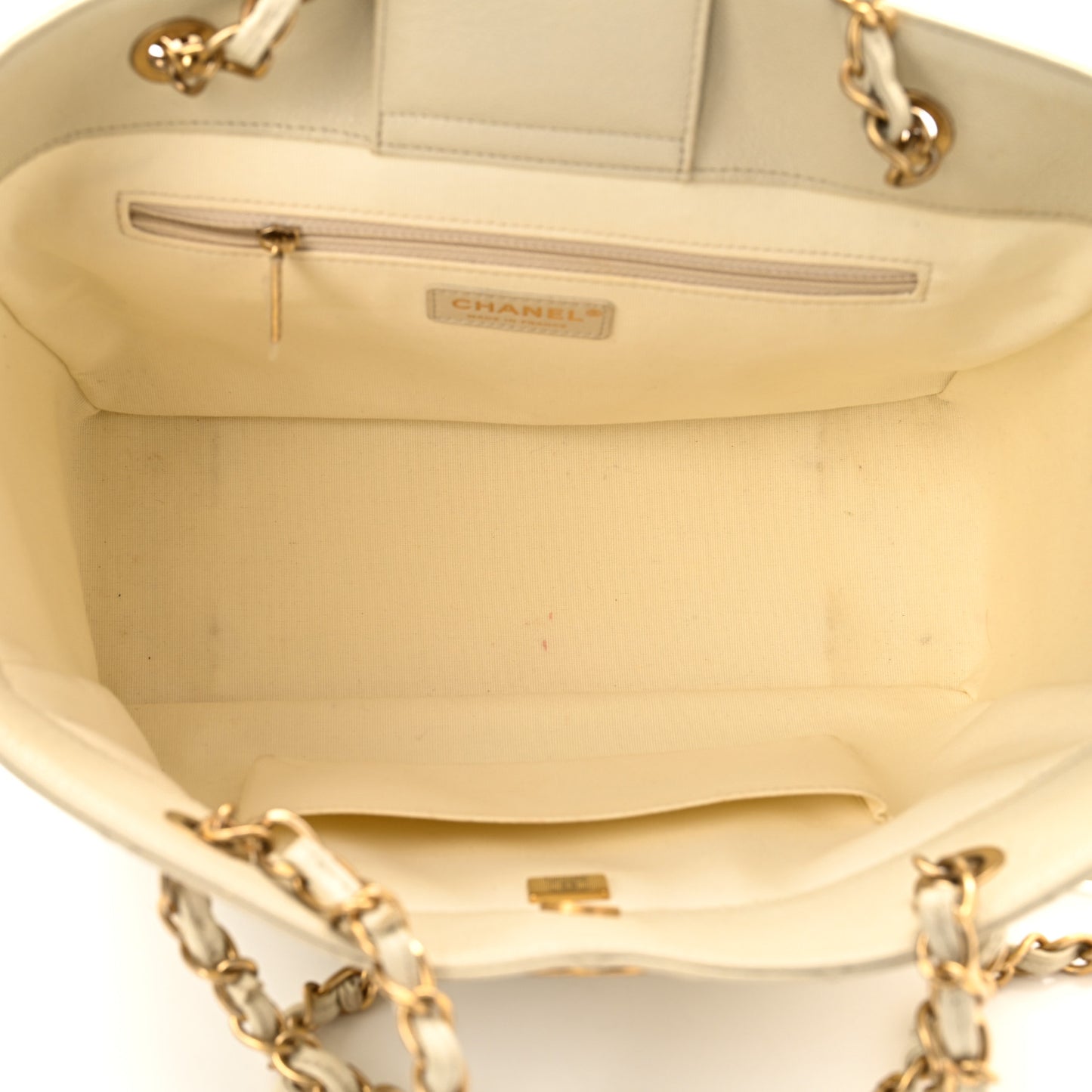 Caviar Quilted Small Shopping Tote White