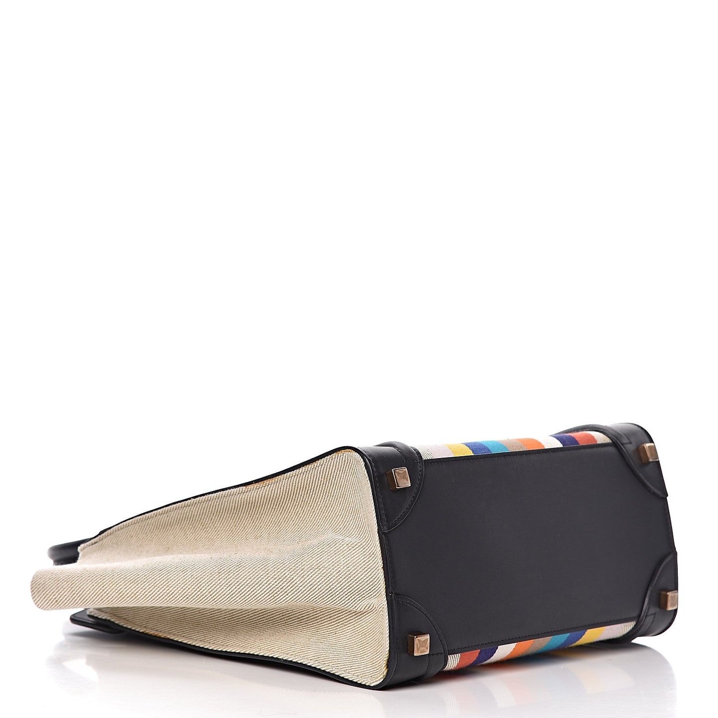 Smooth Calfskin Striped Canvas Micro Luggage Multicolor