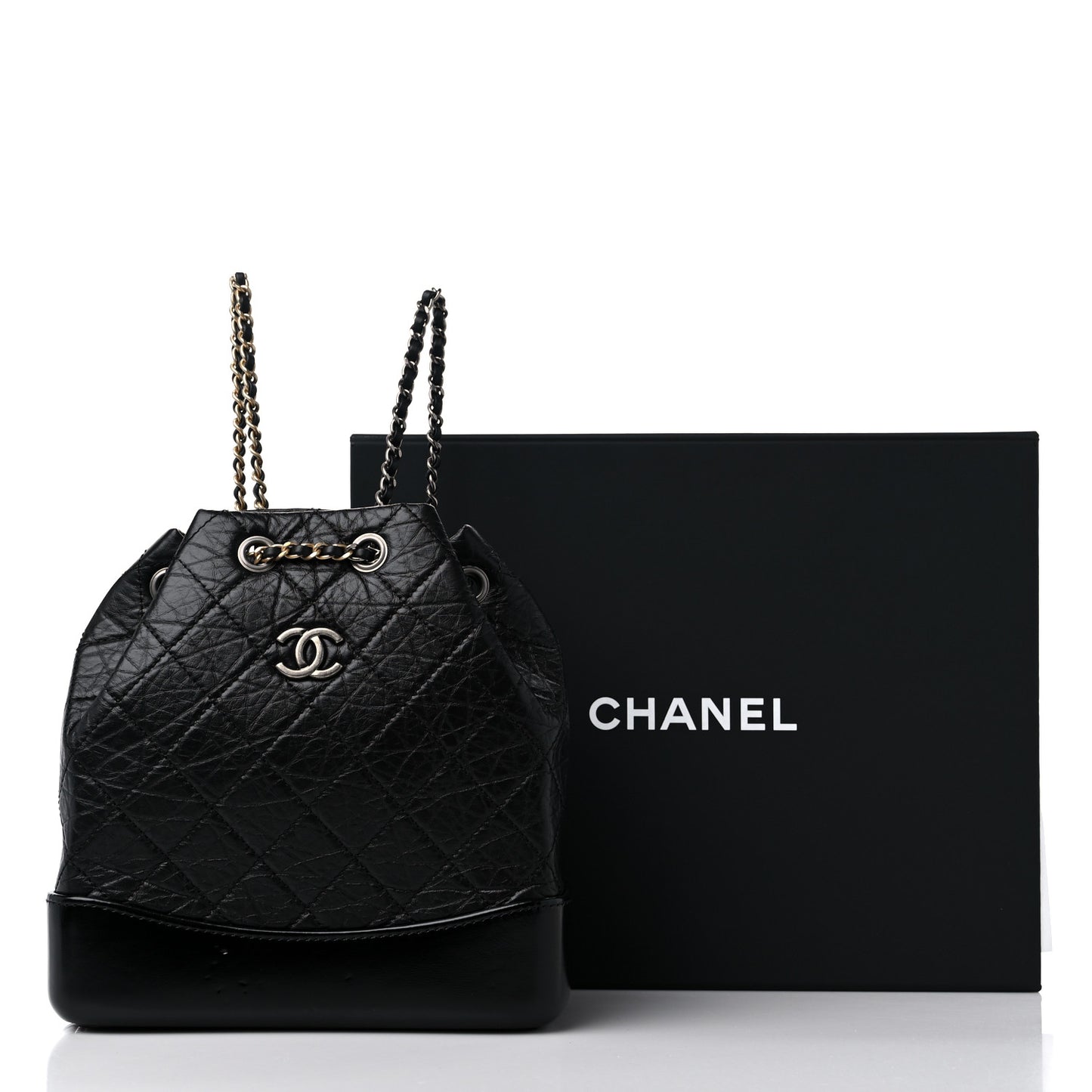 Aged Calfskin Quilted Small Gabrielle Backpack Black