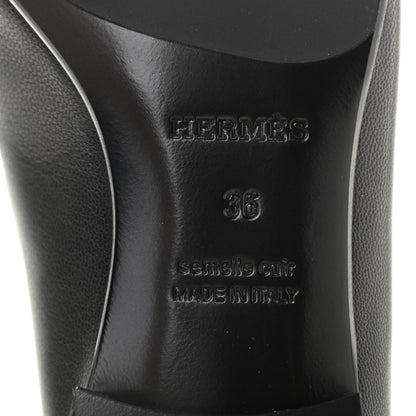 Hermes Goatskin Womens Paris Loafers 36 Black 12 of 16