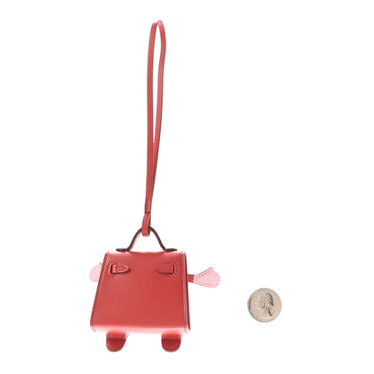 Hermes Tadelakt Chevre Mysore Kelly Quelle Idole Bag Charm Rose Sakura Sanguine Nata Sesame 2 of 6
