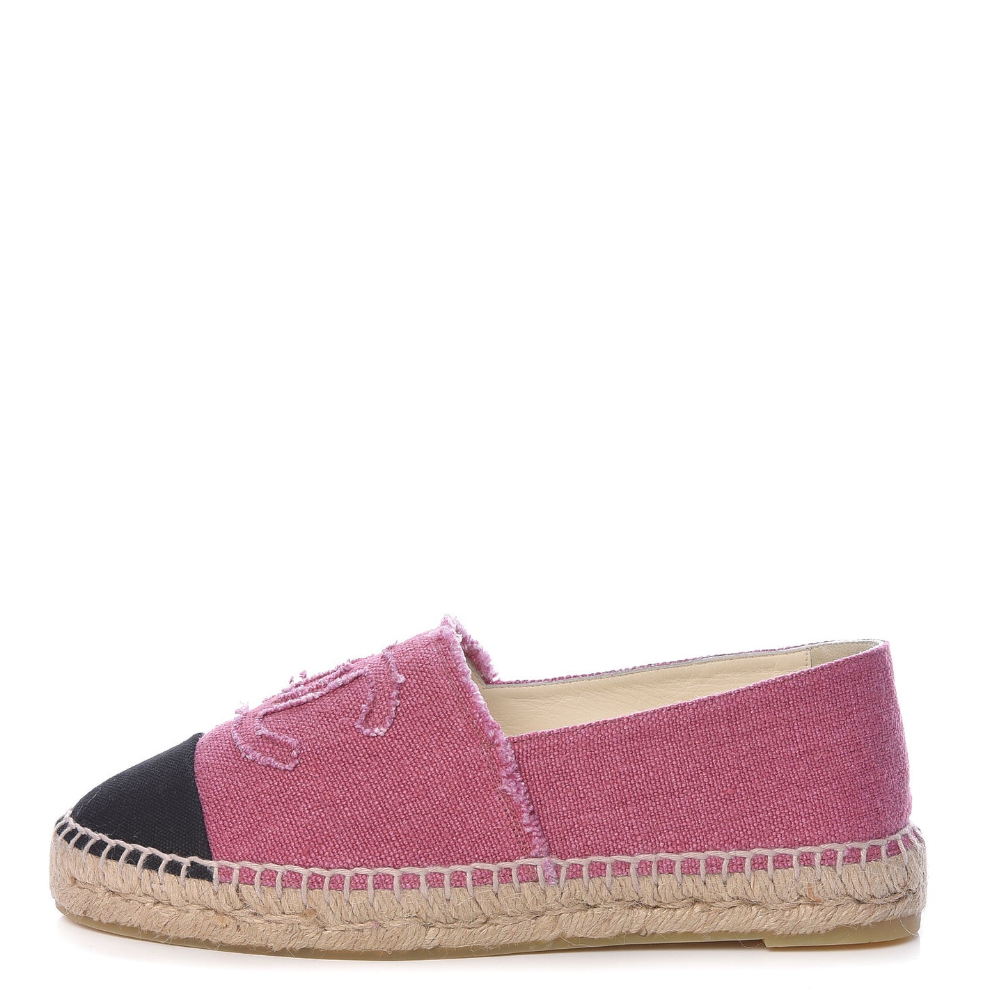 CHANEL Linen CC Espadrilles 40 Pink Black