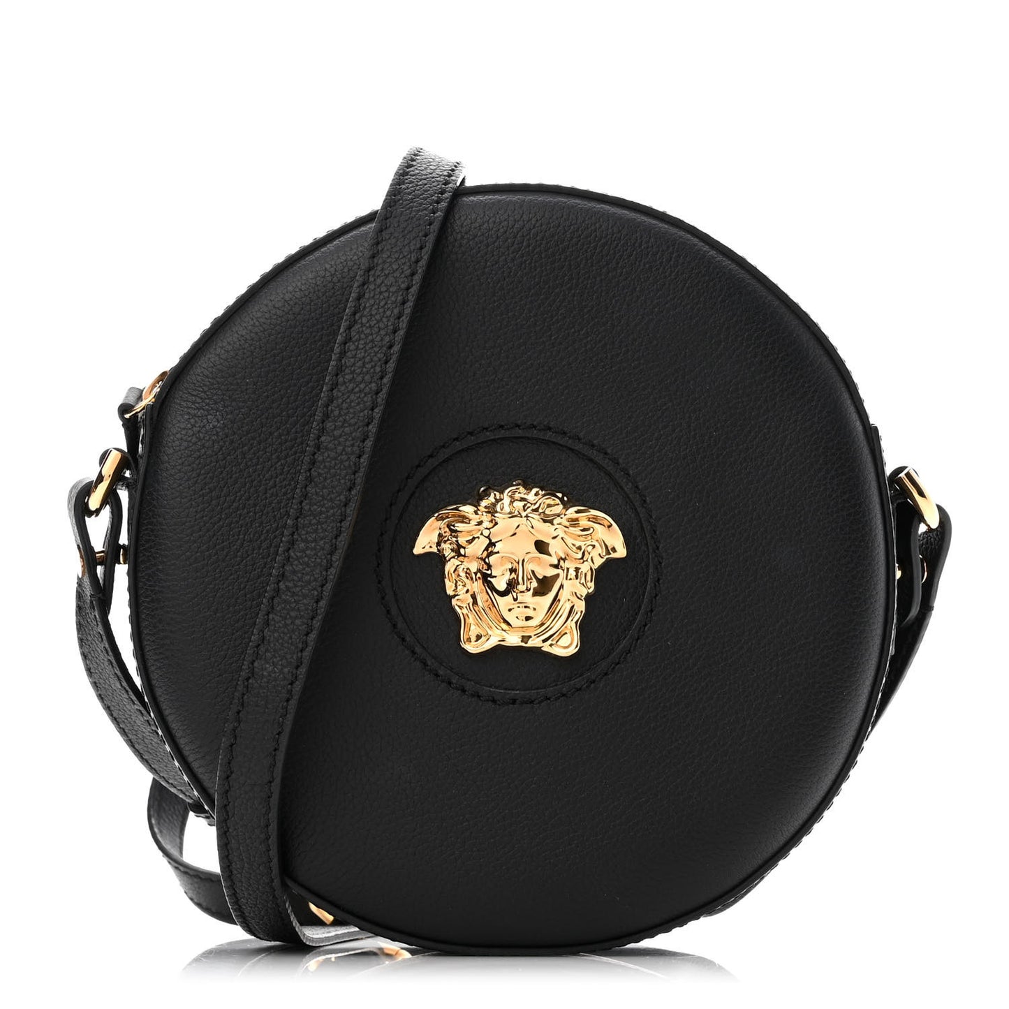 Calfskin La Medusa Round Camera Bag Black