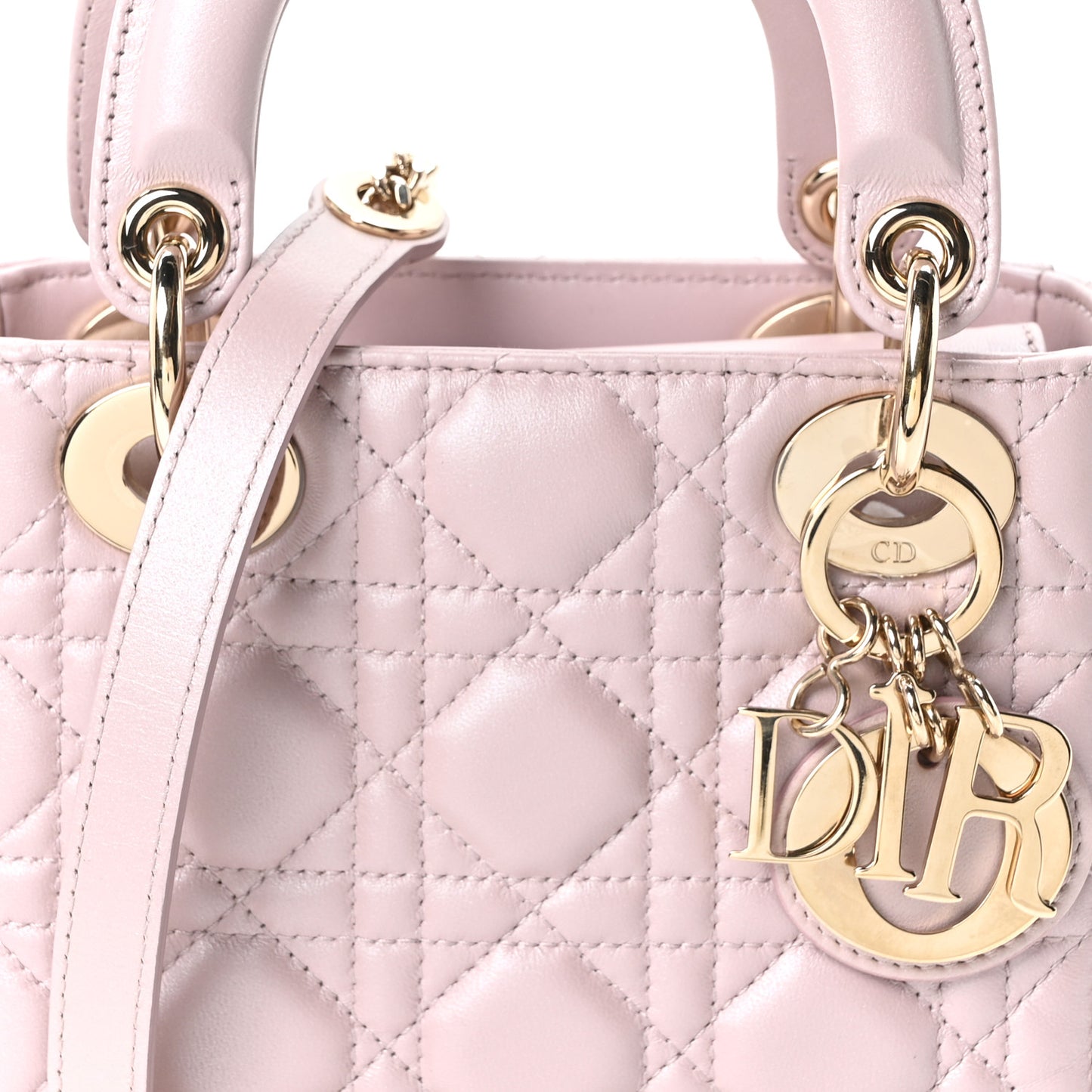 Metallic Lambskin Cannage Mini Lady Dior Lotus