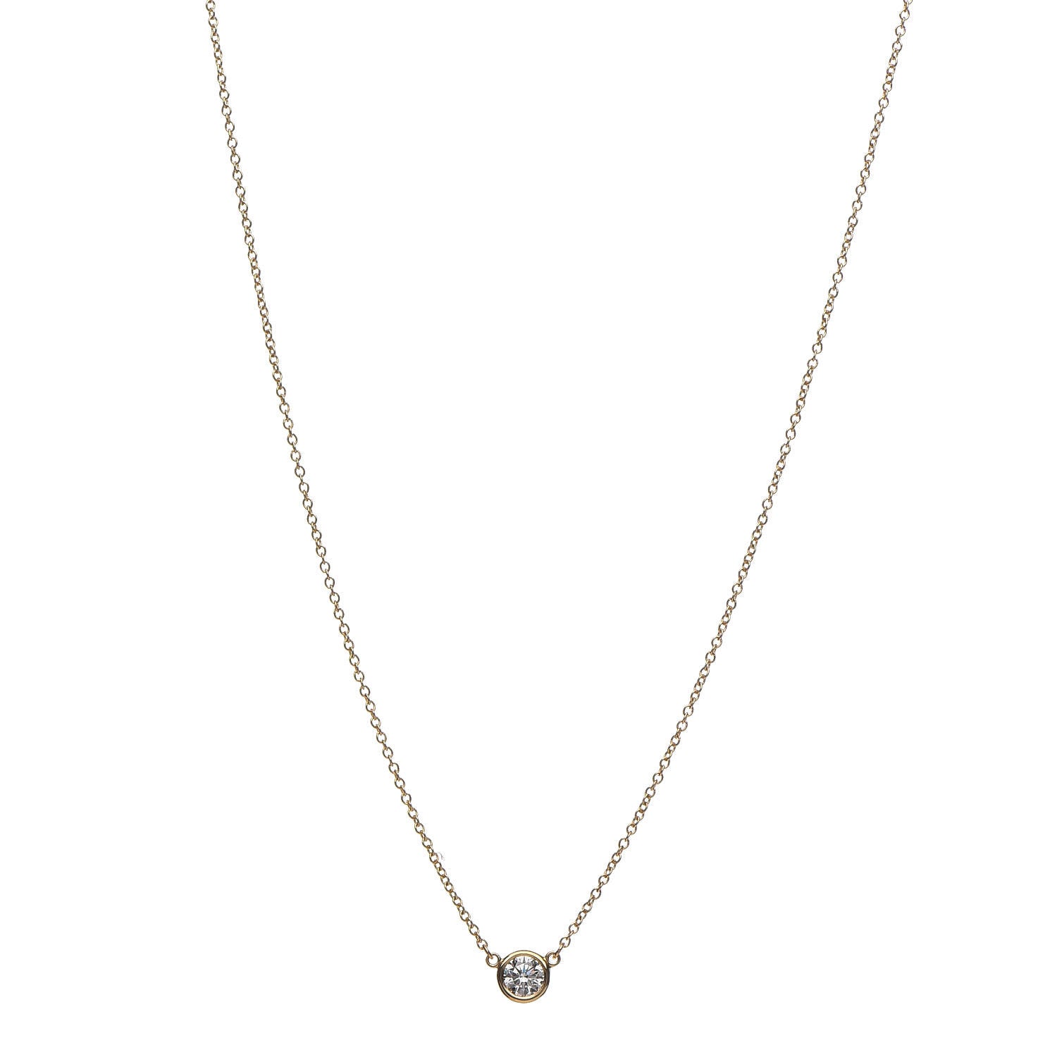 Tiffany 18K Yellow Gold Diamond .28ct Elsa Peretti Diamonds by the Yard Pendant Necklace 1 of 7