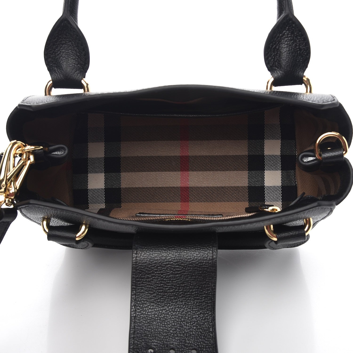 Burberry Soft Grain Calfskin Small Buckle Tote Black 8 of 14