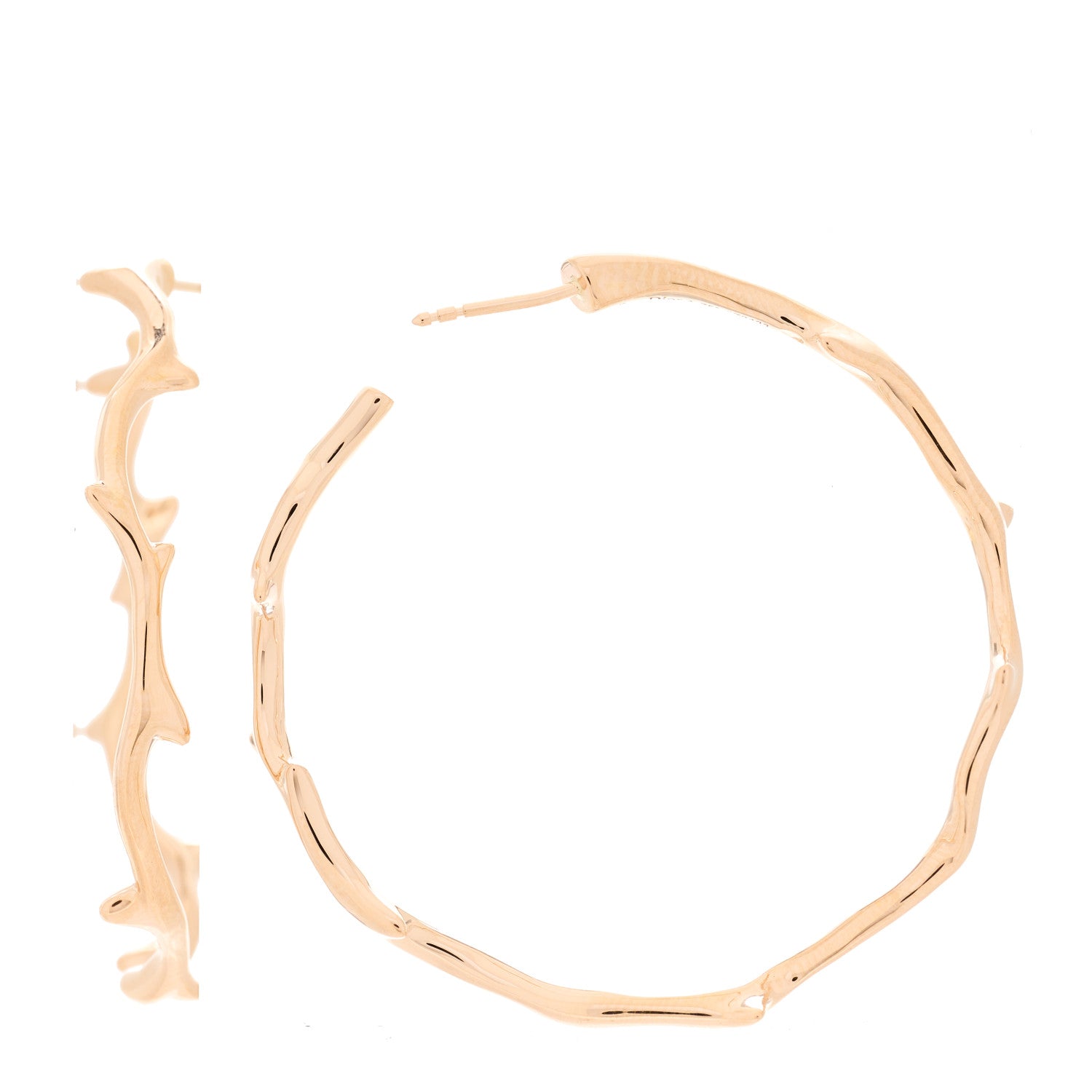 Christian Dior 18K Rose Gold Large Bois de Rose Hoop Earrings 1 of 5