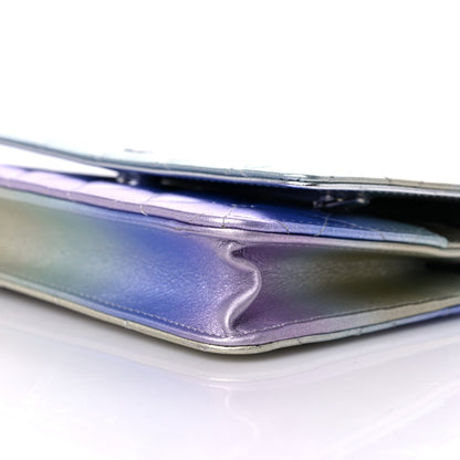 Chanel Gradient Metallic Calfskin Quilted Wallet On Chain WOC Silver Blue Yellow Purple 10 of 11