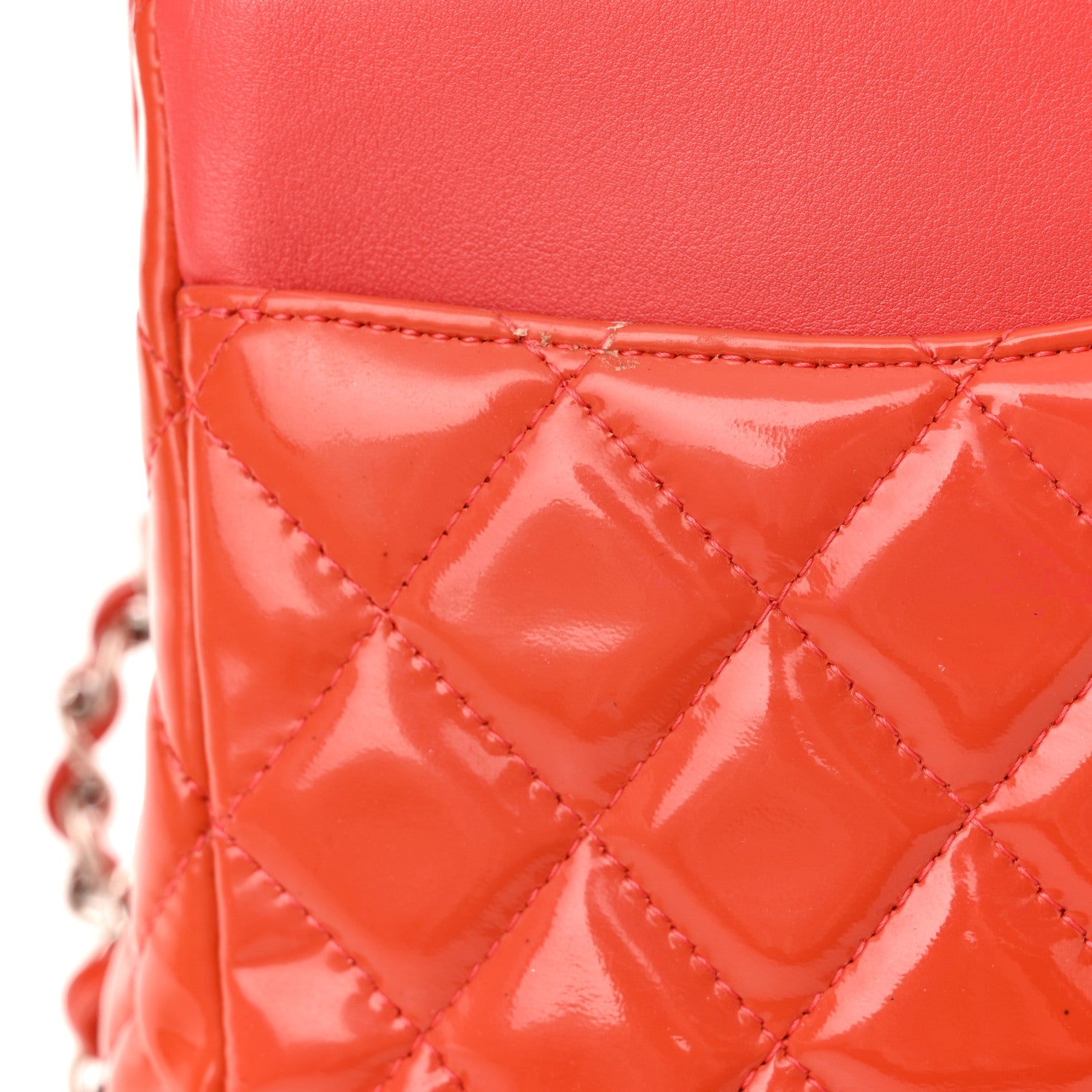 Chanel Patent Quilted Medium Double Flap Coral 12 of 21