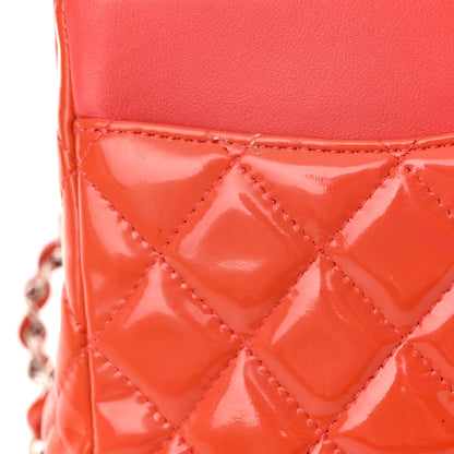 Chanel Patent Quilted Medium Double Flap Coral 12 of 21