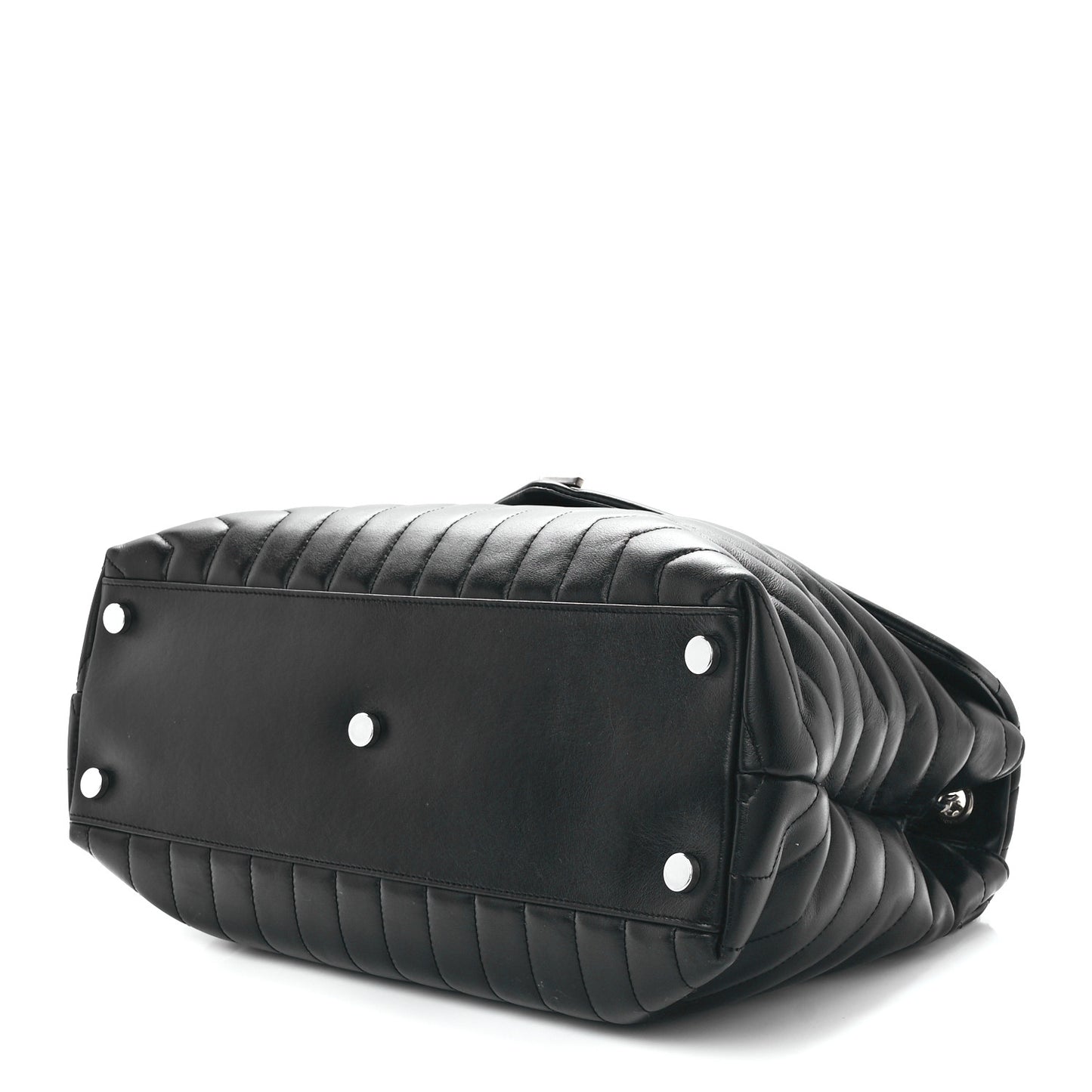 Calfskin Y Quilted Monogram Large Loulou Chain Satchel Black