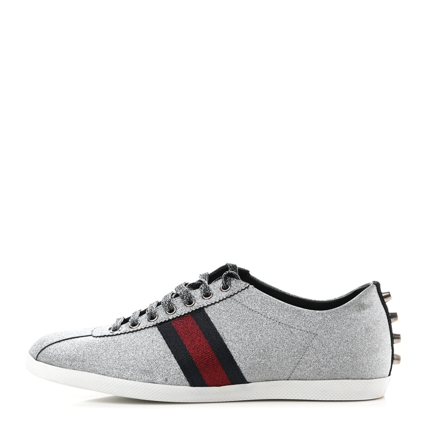 Glitter Fabric Studded Web Mens Sneakers 10.5 Silver