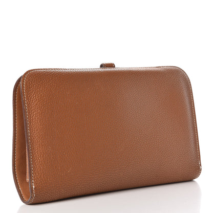 Hermes Taurillon Clemence Dogon Duo Wallet Gold 3 of 12
