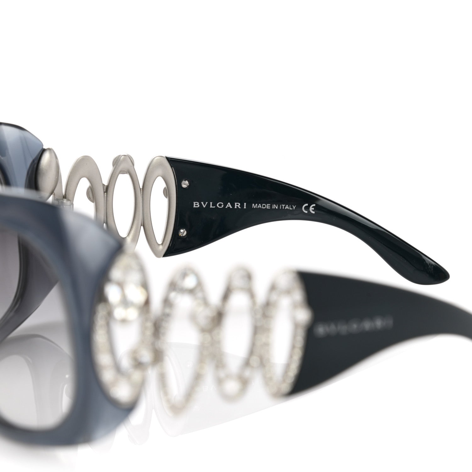 Bulgari Oval Crystal 8016-B Sunglasses Blue 7 of 10