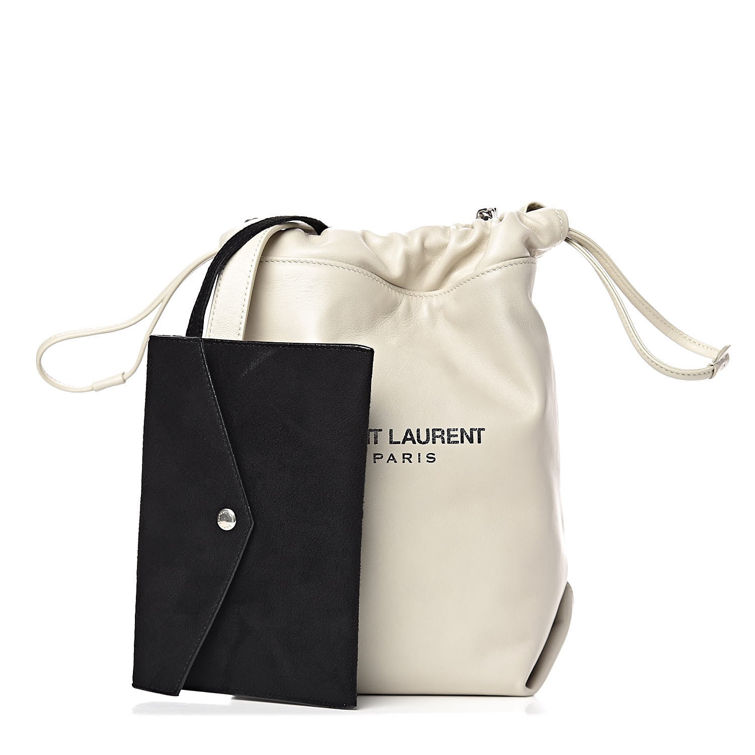 Saint Laurent Lambskin Small Teddy Bucket Bag White 1 of 10