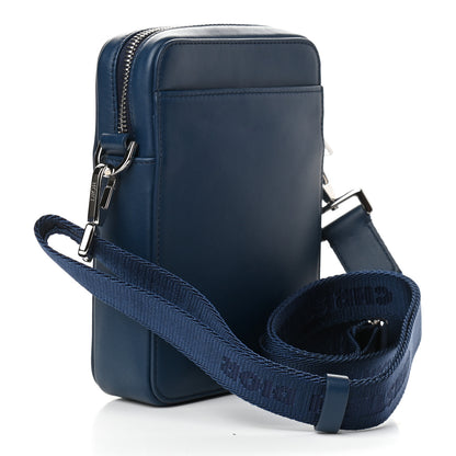 Christian Dior Calfskin Oblique Galaxy Perforated World Tour Messenger Pouch Blue White 3 of 10