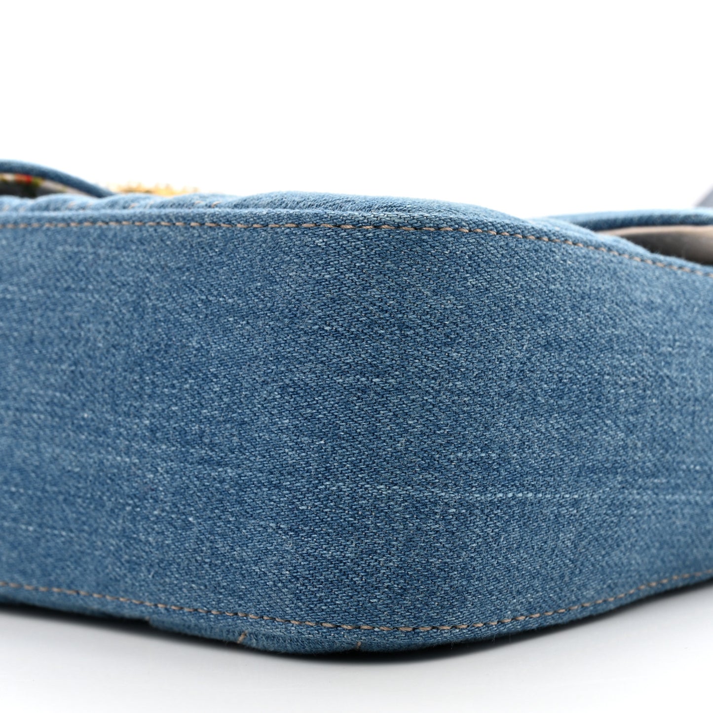 Denim Matelasse Small Pearly GG Marmont Shoulder Bag Blue