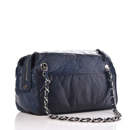 Chanel Calfskin Perforated 50's Satchel Marine Fonce 3 of 9