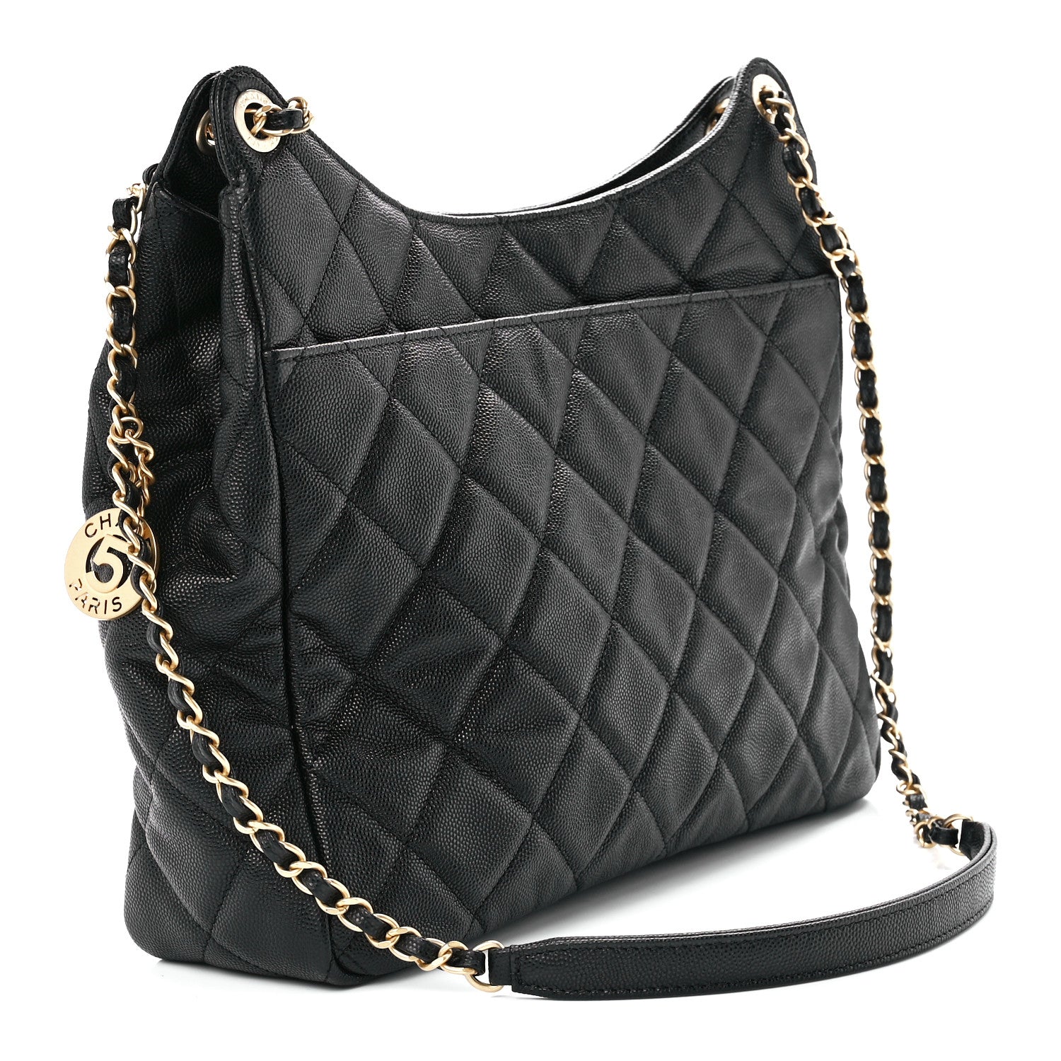 Chanel Caviar Quilted Large Wavy CC Hobo Black 3 of 11