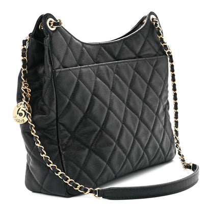 Chanel Caviar Quilted Large Wavy CC Hobo Black 3 of 11