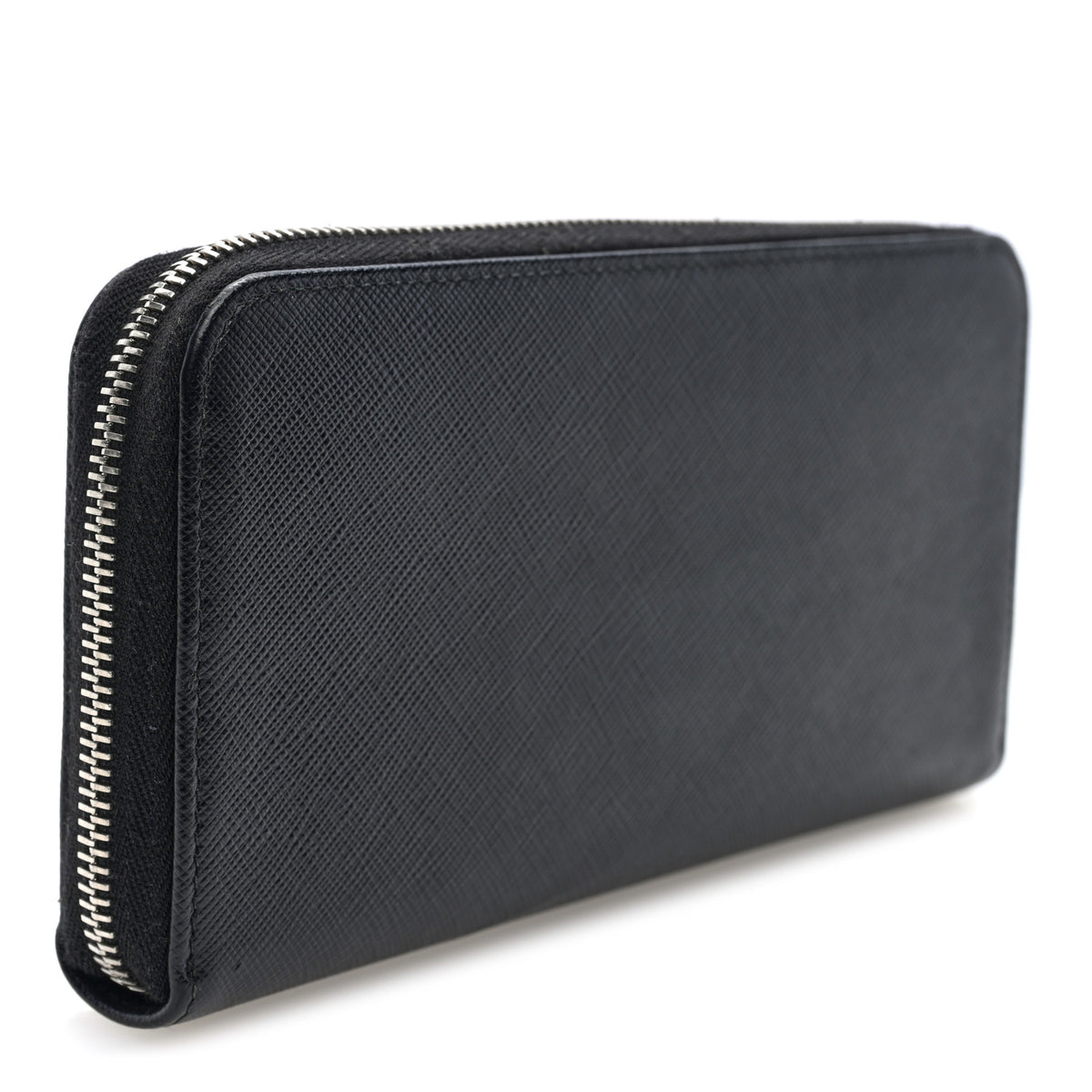Prada Saffiano Triangle Zip Wallet Black 7 of 14