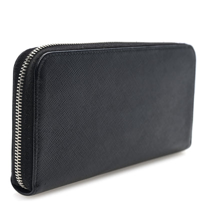 Prada Saffiano Triangle Zip Wallet Black 7 of 14