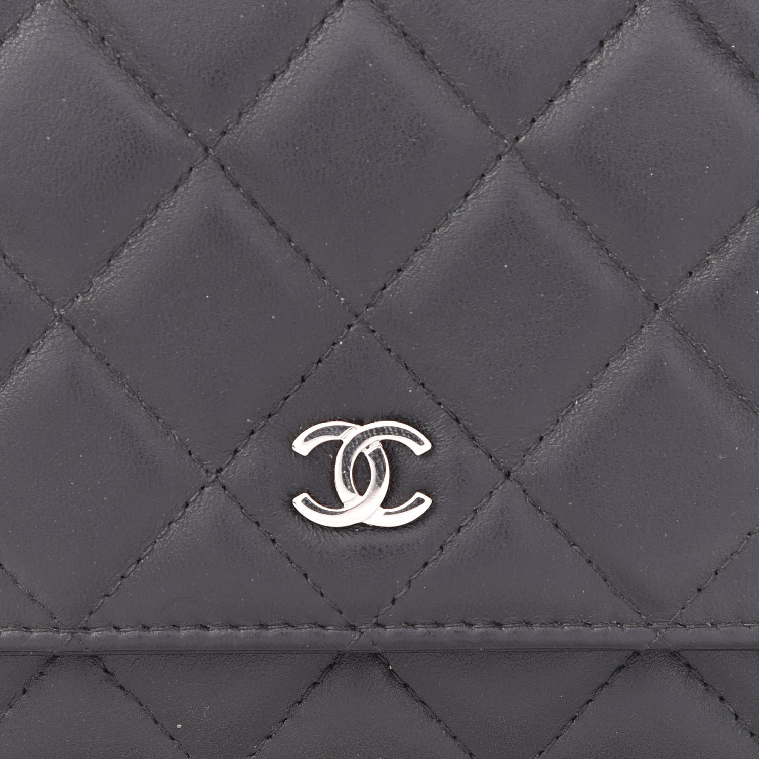 Chanel Lambskin Quilted Wallet On Chain WOC Black 10 of 11