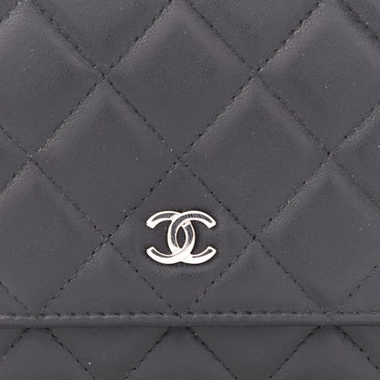 Chanel Lambskin Quilted Wallet On Chain WOC Black 10 of 11