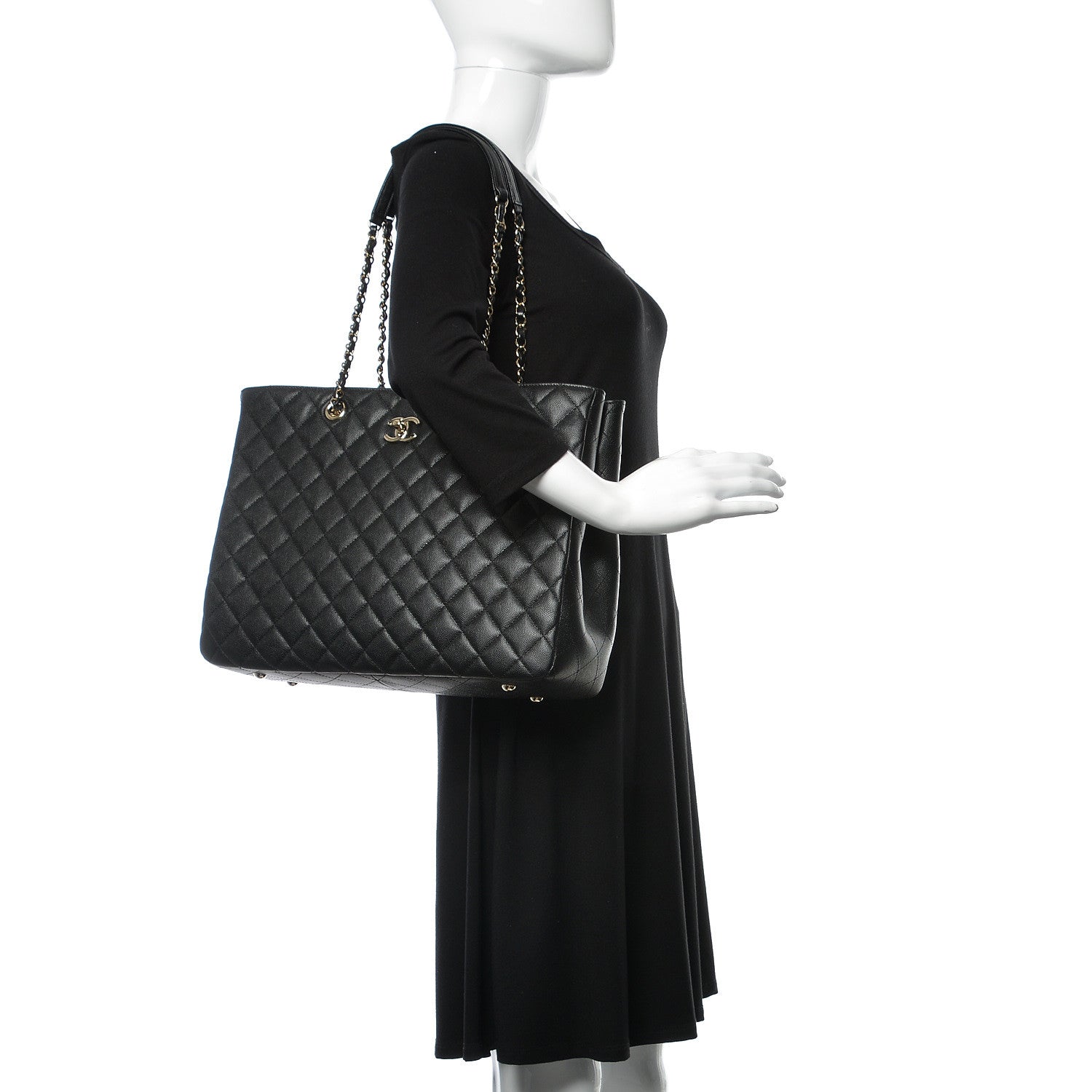 Chanel Caviar Quilted Large Classic Shopping Tote Black 2 of 10