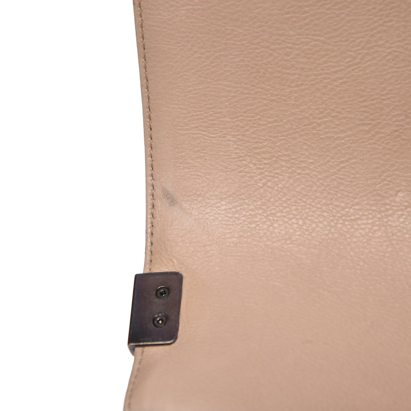 Calfskin Quilted Double Stitch New Medium Boy Flap Beige