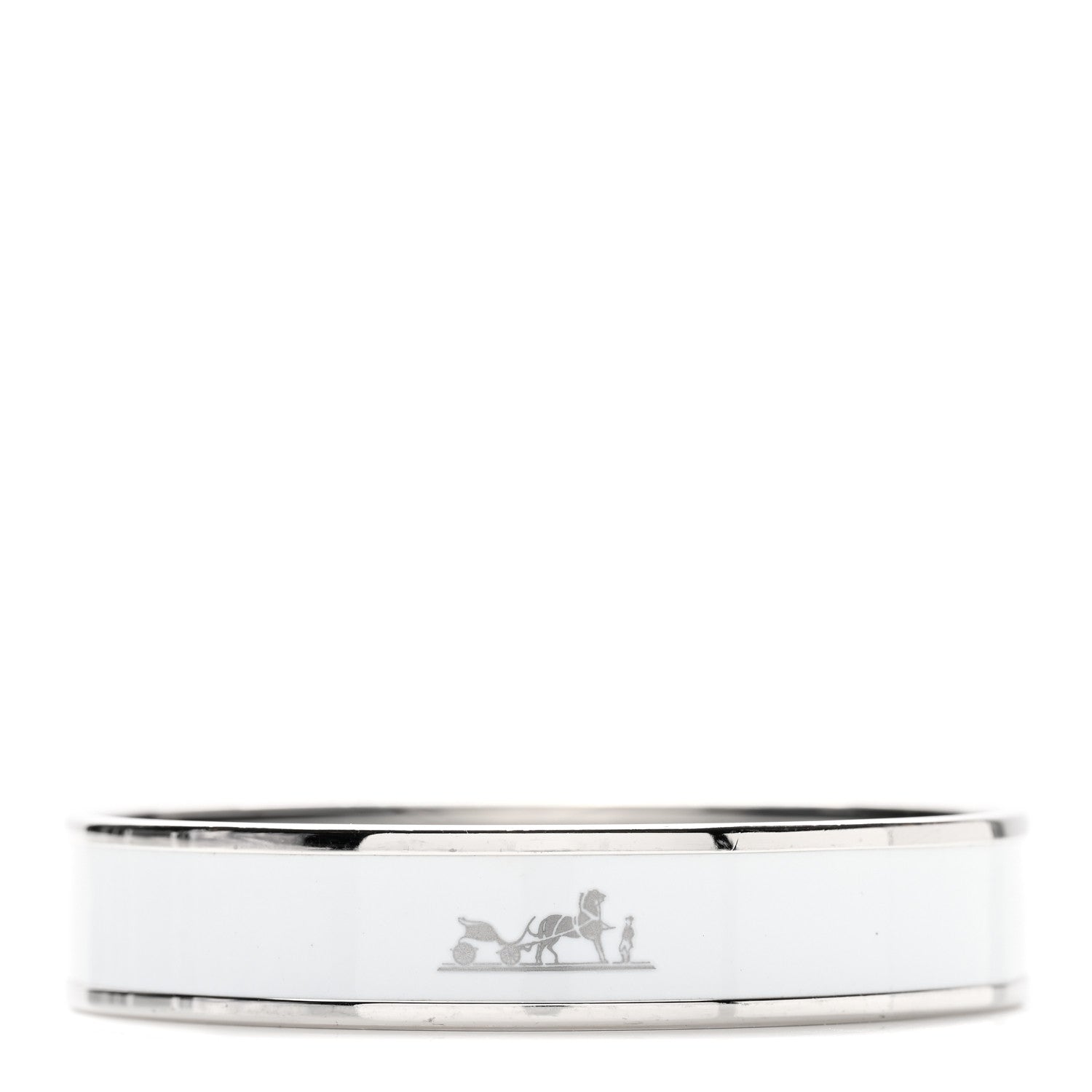 Hermes Enamel Printed Narrow Caleche Bracelet 70 White 1 of 4