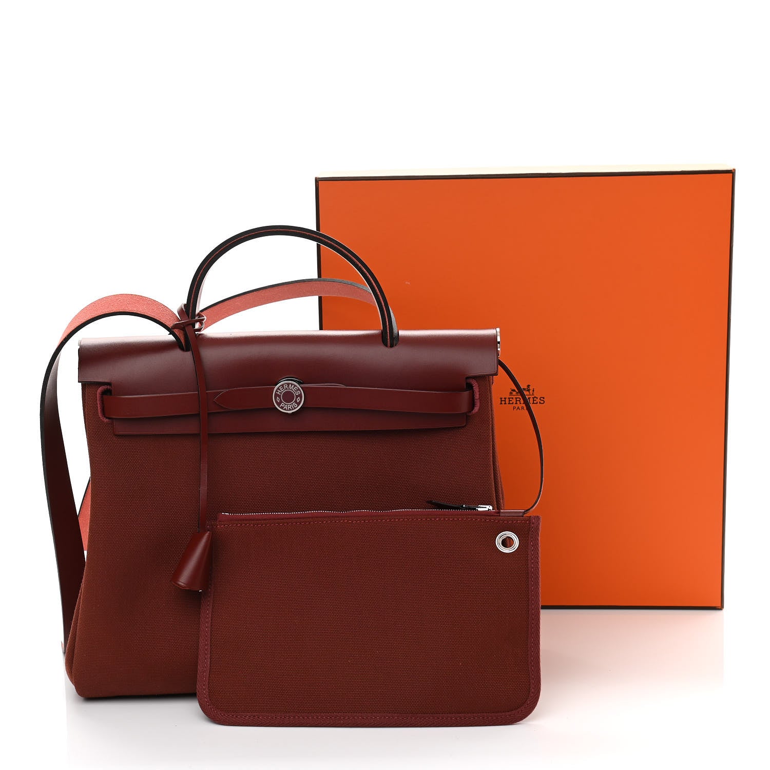 Hermes Toile Militaire Vache Hunter Laque Herbag Zip Retourne 31 PM Rouge H 11 of 11