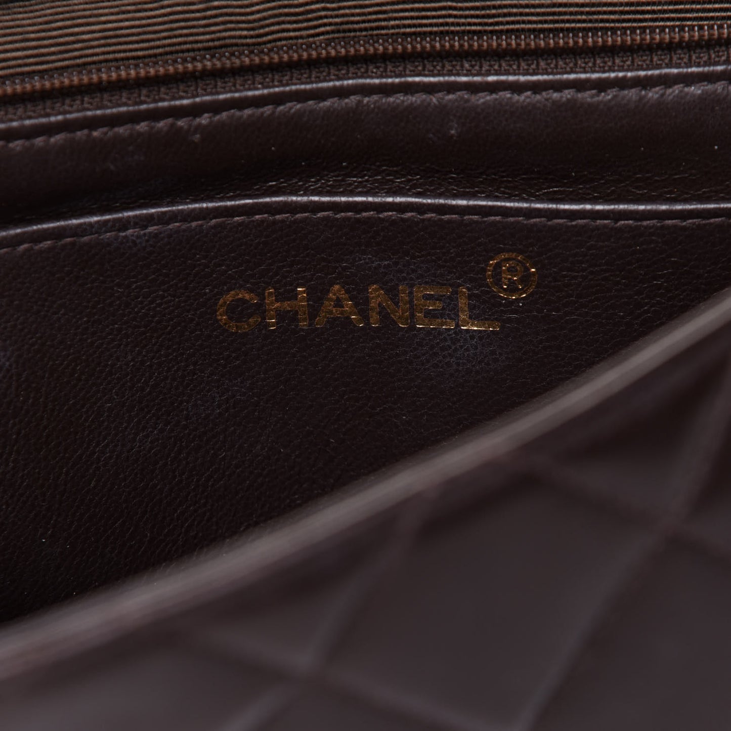 Lambskin Quilted Small Single Flap Brown