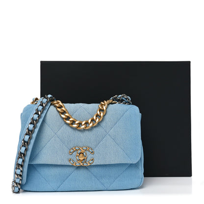 Chanel Denim Quilted Medium Chanel 19 Flap Light Blue 11 of 11