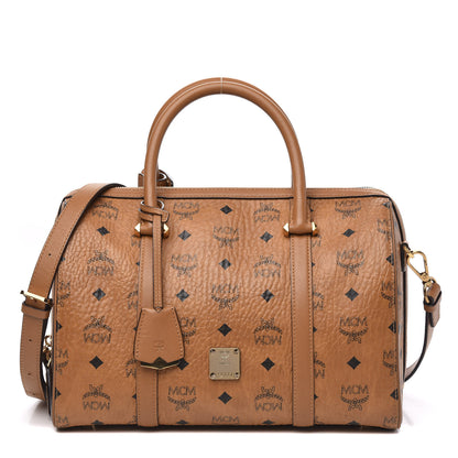 MCM Visetos Medium Boston Bag Cognac 1 of 11