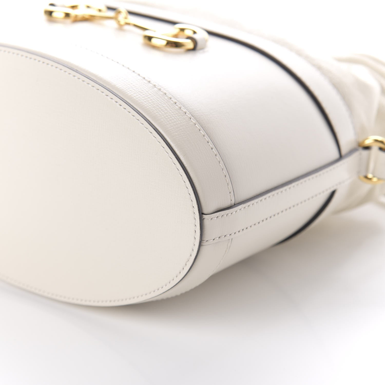 Gucci Azalea Sakai Calfskin Horsebit 1955 Drawstring Bucket Bag Mystic White 7 of 11