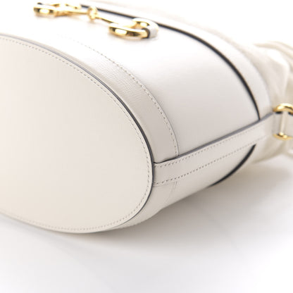 Gucci Azalea Sakai Calfskin Horsebit 1955 Drawstring Bucket Bag Mystic White 7 of 11