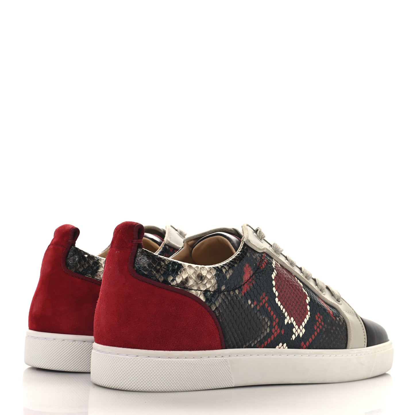 Suede Calfskin Snake Embossed Louis Junior Flat Sneakers 43 Multicolor