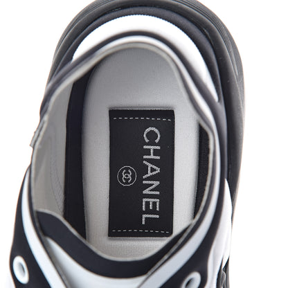 Chanel Suede Calfskin Stretch Fabric CC Sneakers 37 White 5 of 7