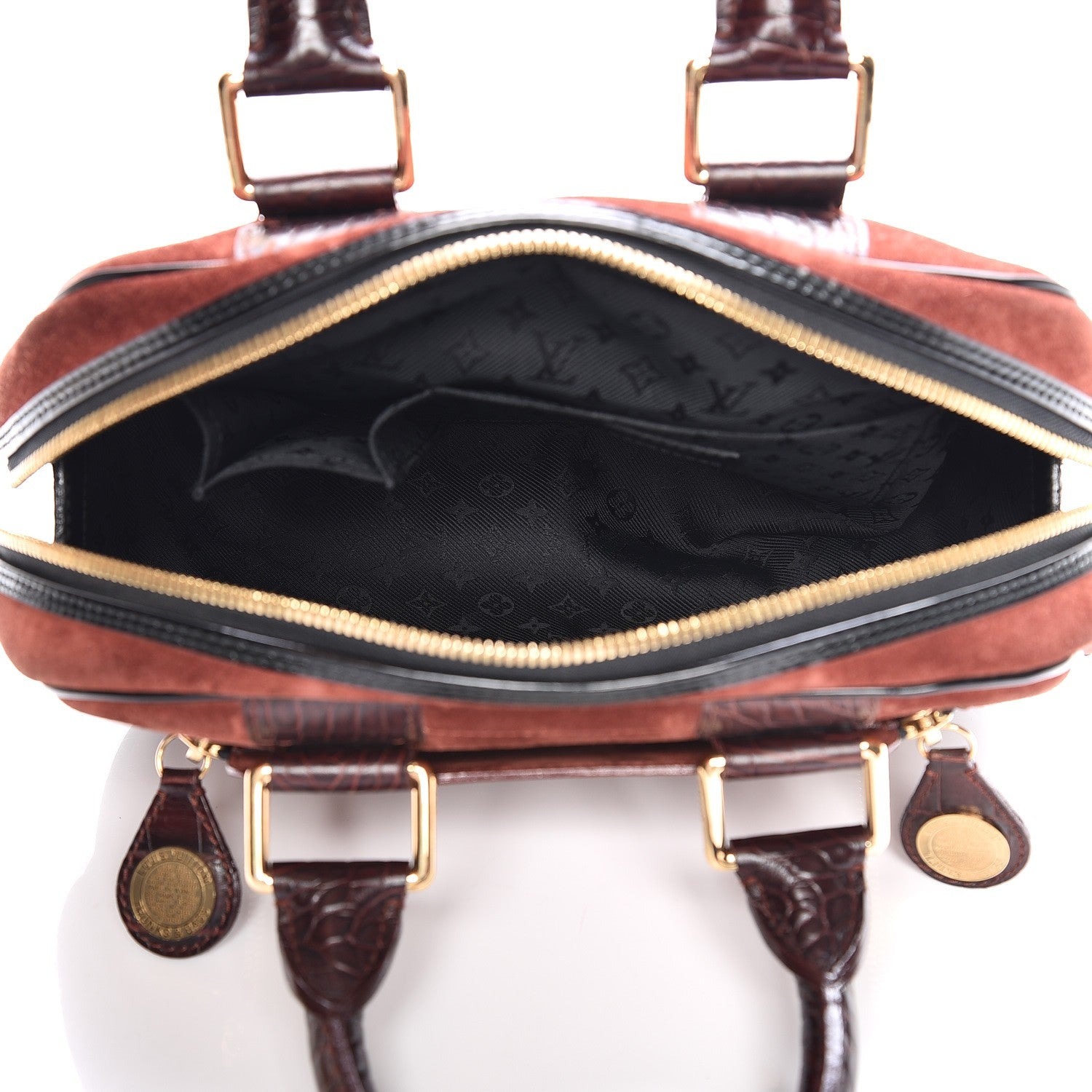 Louis Vuitton Suede Stamped Havane Bowler PM Brun 5 of 8