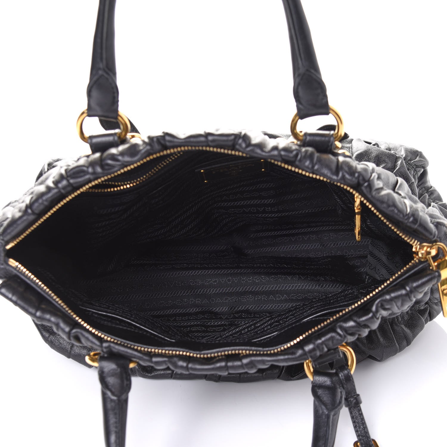 Prada Nappa Gaufre Buckle Shoulder Bag Black 4 of 4