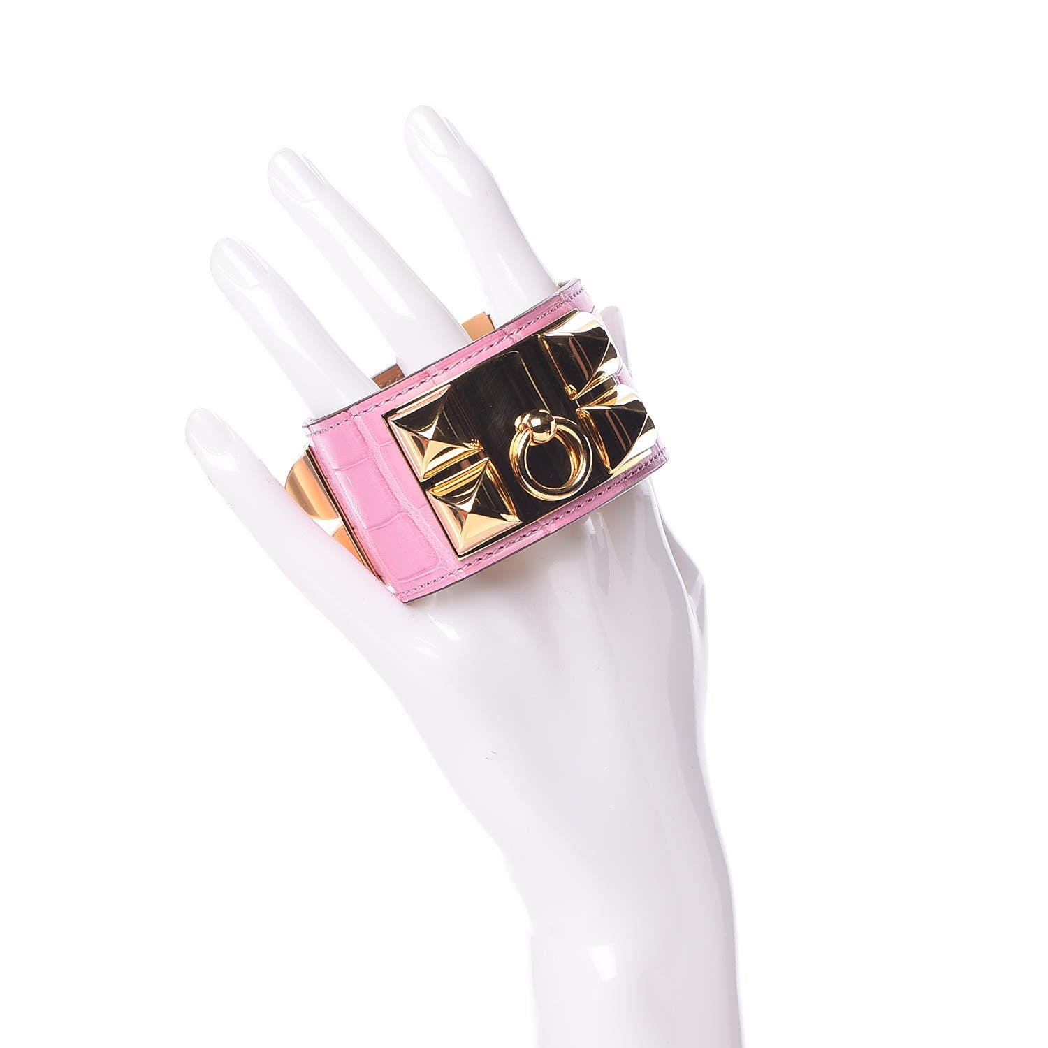 Hermes Matte Alligator Collier De Chien CDC Bracelet T2 5P Pink 2 of 6