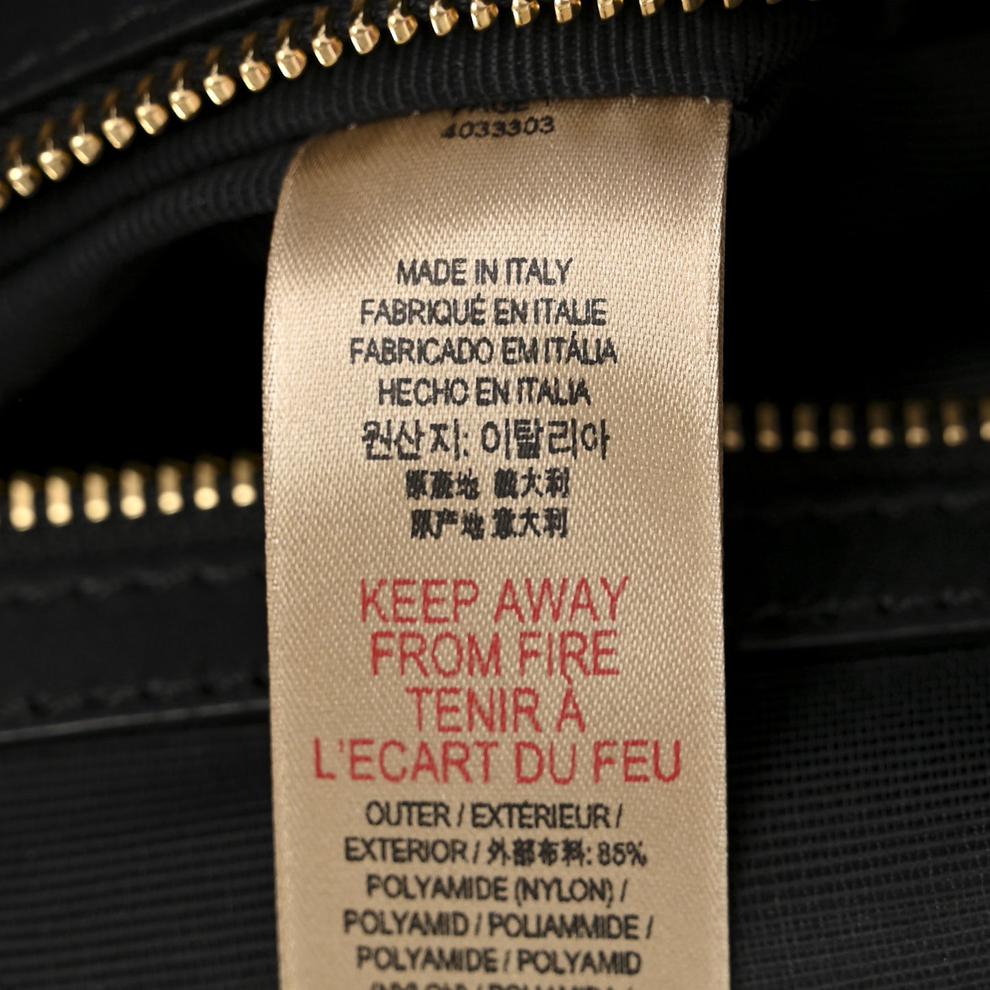 Nylon Medium Rucksack Runway Backpack Black Gold