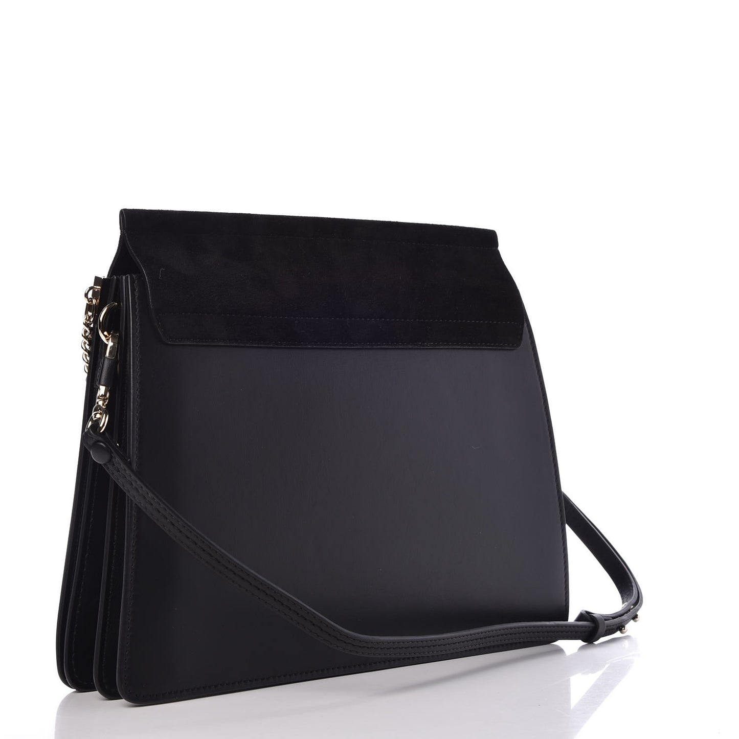 Suede Calfskin Medium Faye Shoulder Bag Black
