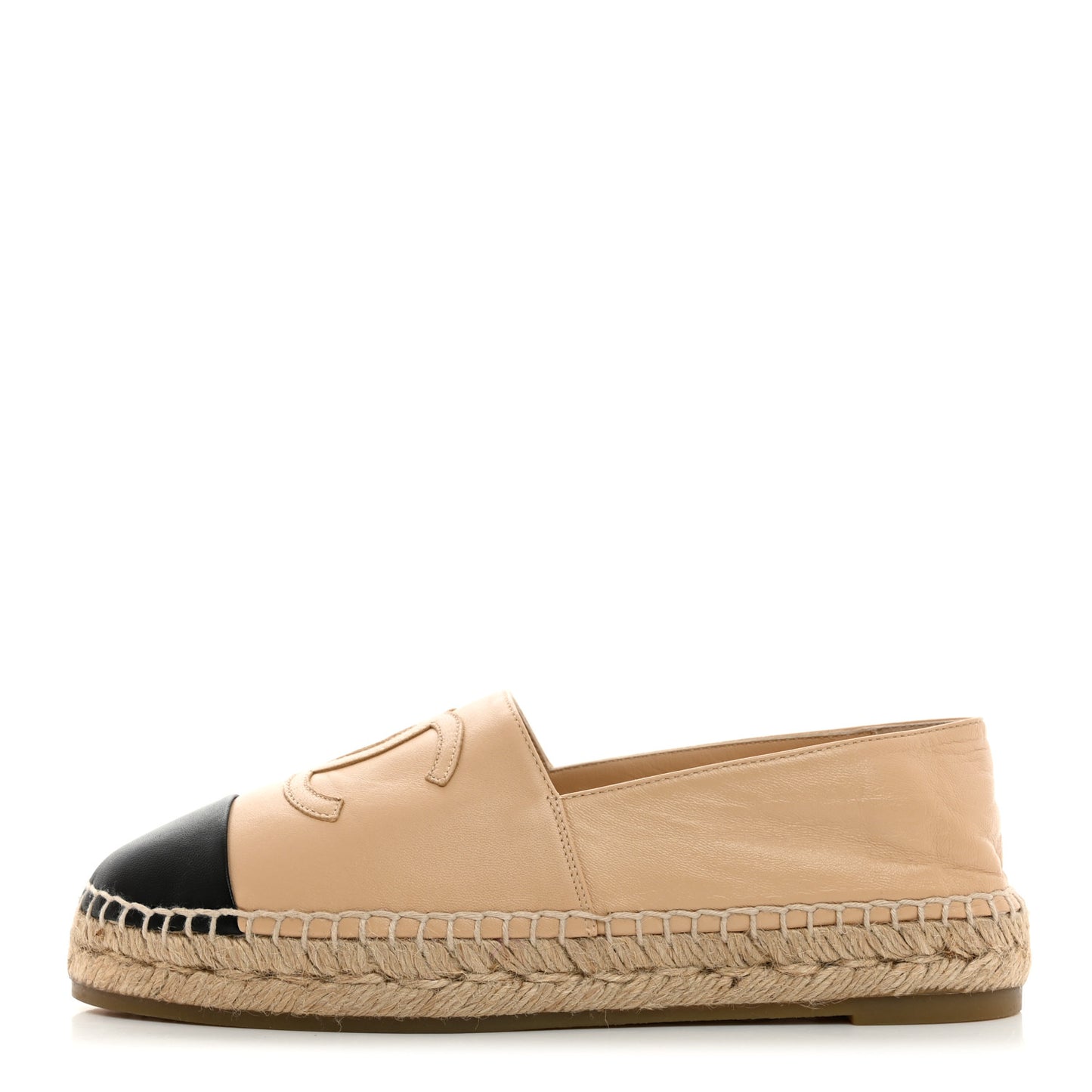 Lambskin CC Espadrilles 38 Beige Black